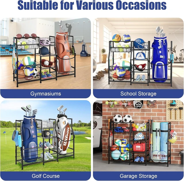 Alt view image 4 of 7 - Golf Bag Storage Rack Garage Sports Equipment Organizer