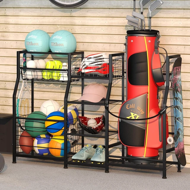 Alt view image 5 of 7 - Golf Bag Storage Rack Garage Sports Equipment Organizer