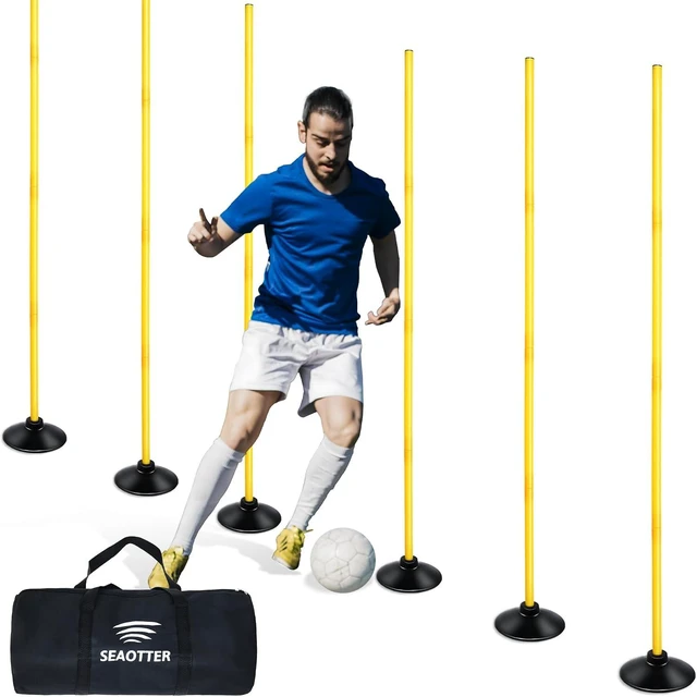 Main image of 6ft Detachable Soccer Agility Poles Set, 4/6/10 Pcs Slalom Speed Poles with Rubber Base Training Equipment for Football, Rugby, Basketball, Indoor & Outdoor