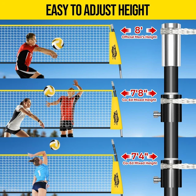 Alt view image 3 of 7 - 12FT Freestanding Height-Adjustable Volleyball Training Net