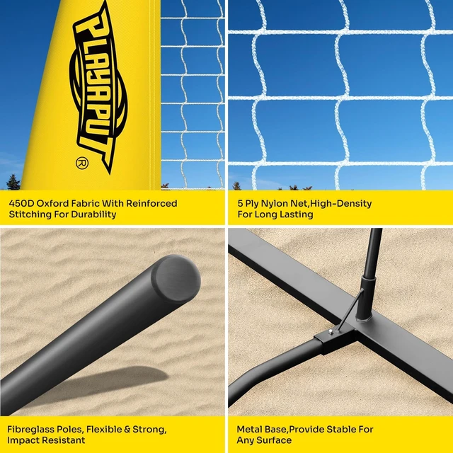 Alt view image 4 of 7 - 12FT Freestanding Height-Adjustable Volleyball Training Net