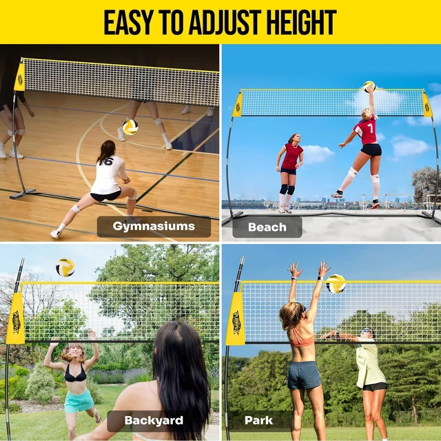 Alt view image 6 of 7 - 12FT Freestanding Height-Adjustable Volleyball Training Net
