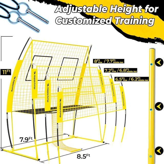 Alt view image 2 of 7 - 8x11 FT Tear-Resistant Heavy Duty Reinforced Volleyball Net Set