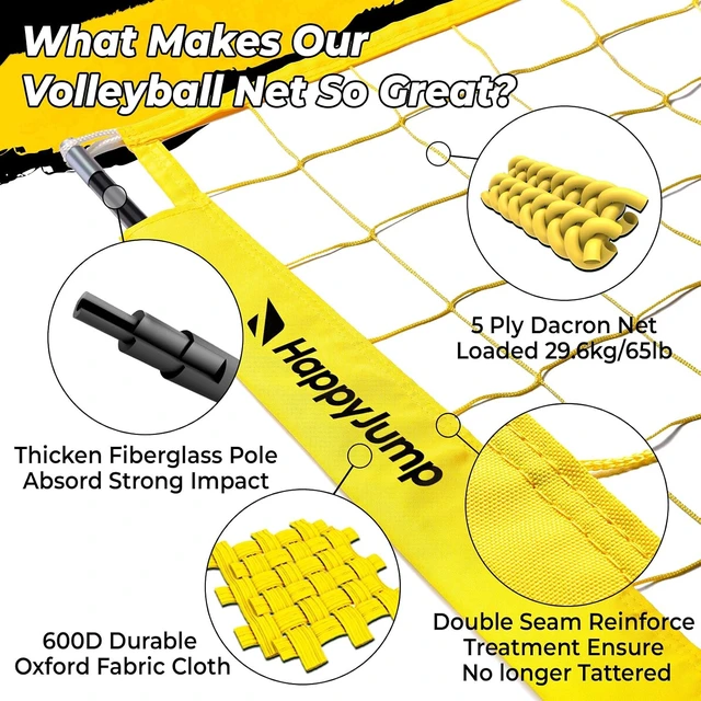 Alt view image 4 of 7 - 8x11 FT Tear-Resistant Heavy Duty Reinforced Volleyball Net Set