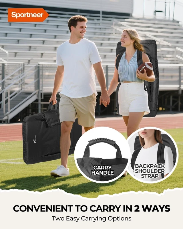 Alt view image 6 of 7 - Stadium Seat with Back Support & 2.5'' Thick Cushion, 6 Adjustable Angle Bleacher Seat with Armrest, 2 Large Pockets & 2 Cup Holders for Sport Events, Concerts & Parks