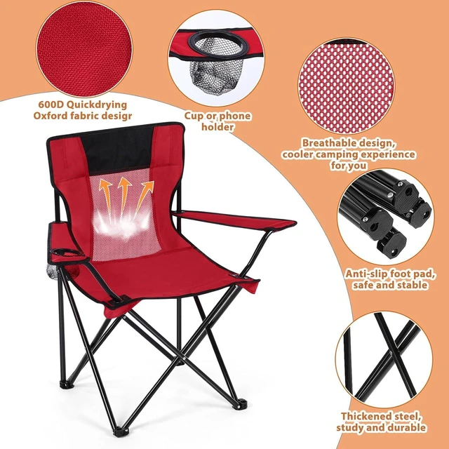 Alt view image 3 of 6 - 4 Pack Multicolor Camping Chairs with Bags