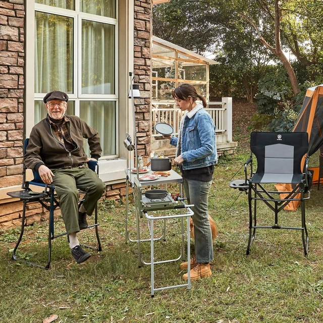 Alt view image 2 of 7 - Portable Tall Camping Directors Chair with 30.7" Seat Height