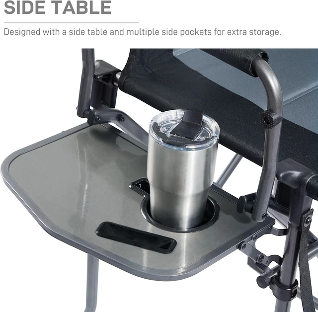 Alt view image 7 of 7 - Portable Tall Camping Directors Chair with 30.7" Seat Height
