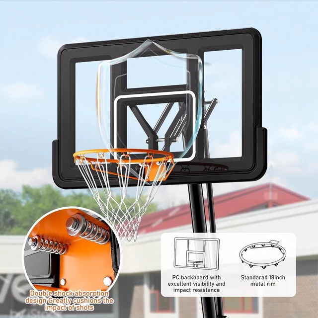 Alt view image 2 of 6 - 40&44&48IN Basketball Hoop Backboard with Portable Wheels