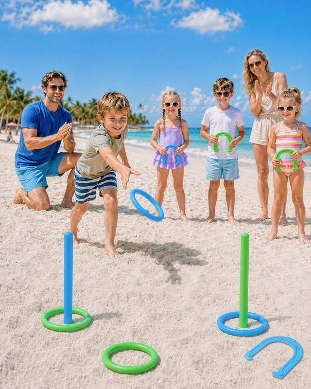 Alt view image 5 of 7 - 8-in-1 Outdoor Backyard Games Set, Family Game Bundle for Kids