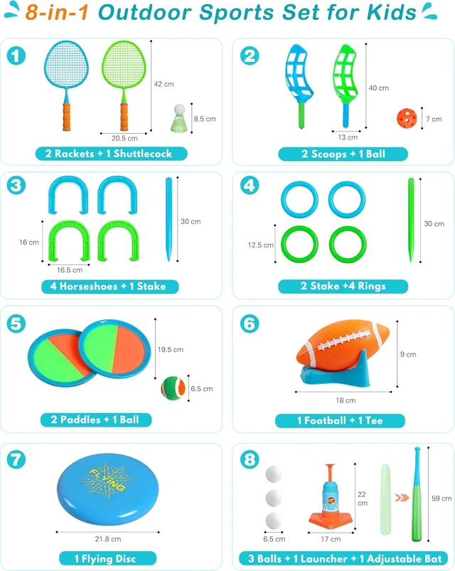 Alt view image 7 of 7 - 8-in-1 Outdoor Backyard Games Set, Family Game Bundle for Kids