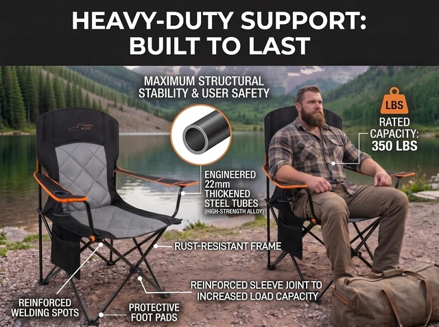 Alt view image 3 of 7 - 2-Pack Padded Oversized Camping Chair with Lumbar Support