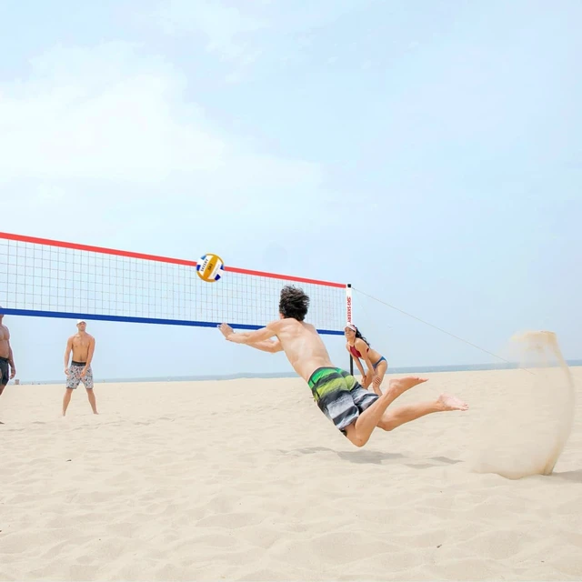 Alt view image 6 of 7 - Heavy Duty Outdoor Volleyball Net Set with Anti-Sag Design & Adjustable Aluminum Poles, Portable for Backyard, Grass & Beach