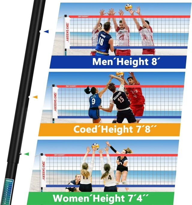 Alt view image 4 of 7 - Heavy Duty Outdoor Volleyball Net Set with Anti-Sag Design & Adjustable Aluminum Poles, Portable for Backyard, Grass & Beach