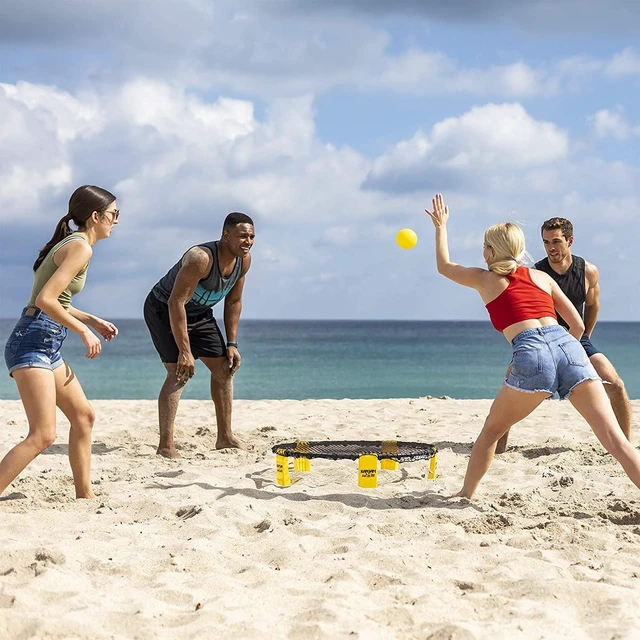 Alt view image 4 of 5 - Strike Jam 360 Roundnet Outdoor Ball Spike Game Set Fun Backyard or Portable Beach Game