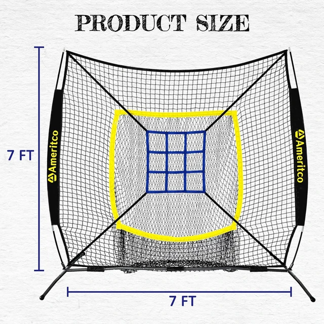 Alt view image 2 of 7 - 7x7ft Baseball Training Net with Strike Zone & Large Pocket for Hitting, Batting, Pitching & Throwing, Scratch-Resistant Base, Indoor/Outdoor for All Levels