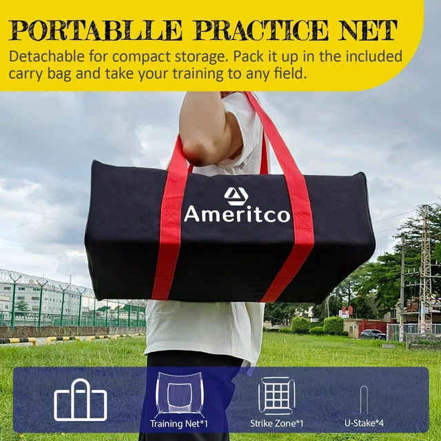Alt view image 6 of 7 - 7x7ft Baseball Training Net with Strike Zone & Large Pocket for Hitting, Batting, Pitching & Throwing, Scratch-Resistant Base, Indoor/Outdoor for All Levels