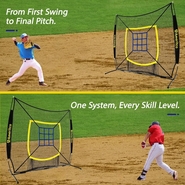 Alt view image 7 of 7 - 7x7ft Baseball Training Net with Strike Zone & Large Pocket for Hitting, Batting, Pitching & Throwing, Scratch-Resistant Base, Indoor/Outdoor for All Levels
