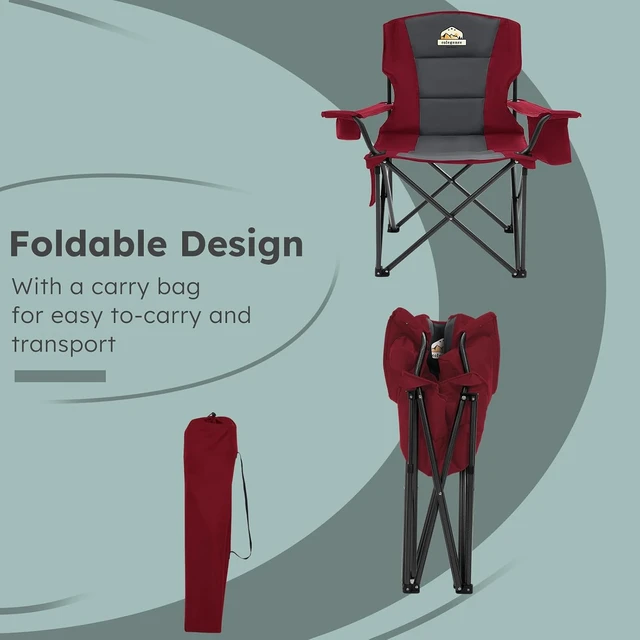 Alt view image 7 of 7 - 2 Pack Oversized Heavy Duty Camping Chairs, 450 lb, Red