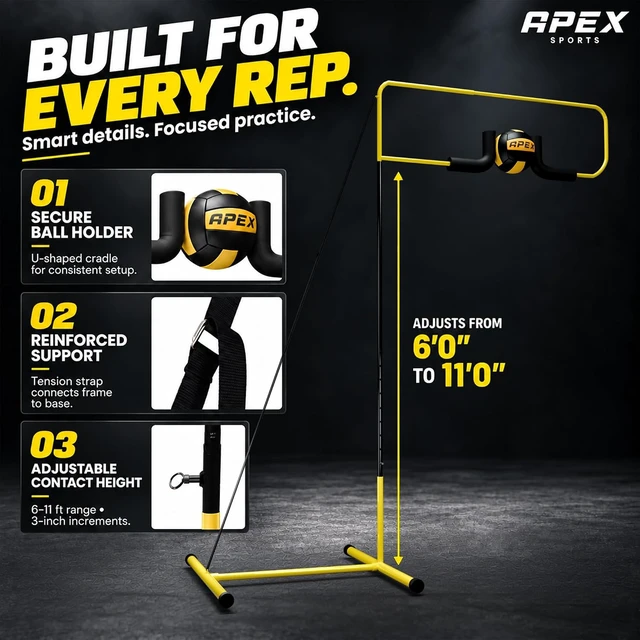 Alt view image 5 of 7 - Adjustable Volleyball Spike Trainer Solo Practice Station