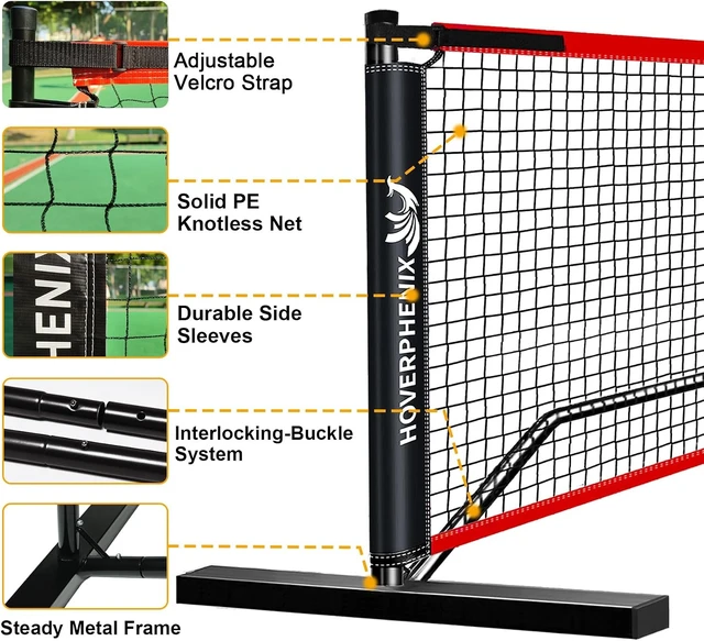 Alt view image 2 of 7 - 22FT Portable Pickleball Net Set with Paddle Set of 4