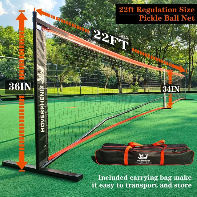 Alt view image 3 of 7 - 22FT Portable Pickleball Net Set with Paddle Set of 4