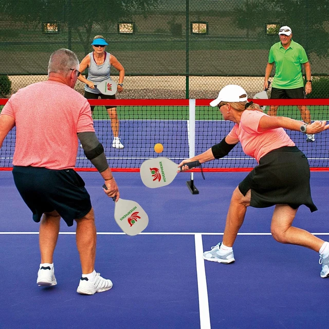 Alt view image 6 of 7 - 22FT Portable Pickleball Net Set with Paddle Set of 4