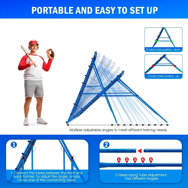 Alt view image 2 of 7 - Volleyball, Baseball & Softball Rebounder Pitchback Net with Quick Adjustments, Lacrosse Bounce Back Practice Equipment for Indoor, Outdoor & Backyard Training