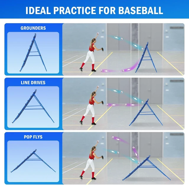 Alt view image 4 of 7 - Volleyball, Baseball & Softball Rebounder Pitchback Net with Quick Adjustments, Lacrosse Bounce Back Practice Equipment for Indoor, Outdoor & Backyard Training