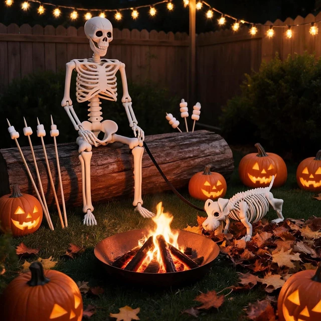 Alt view image 2 of 6 - Human & Dog Skeleton Halloween Decorations for Indoor/Outdoor