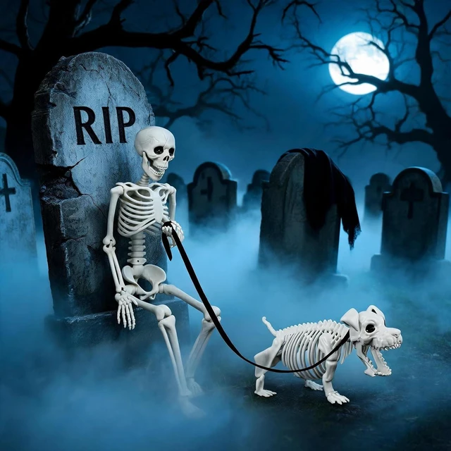 Alt view image 3 of 6 - Human & Dog Skeleton Halloween Decorations for Indoor/Outdoor