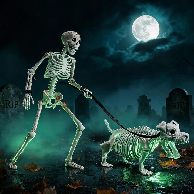 Alt view image 5 of 6 - Human & Dog Skeleton Halloween Decorations for Indoor/Outdoor