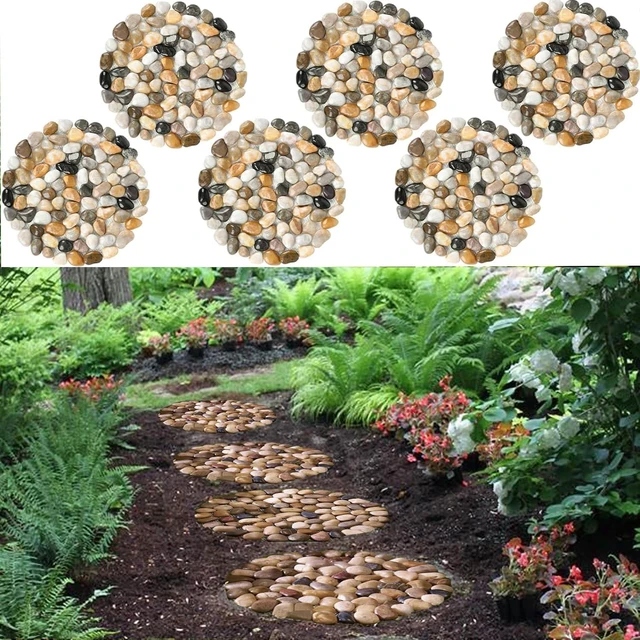 Main image of Round River Stone Garden Stepping Stones, Decorative Nature River Rocks for Landscaping, Walkway, Patio & Yard (9in 6pc Pack)