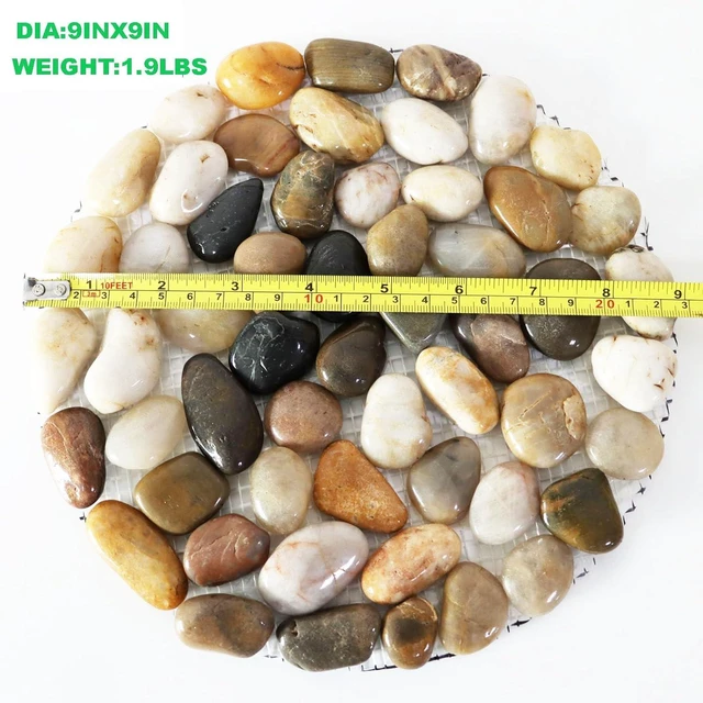 Alt view image 3 of 7 - Round River Stone Garden Stepping Stones, Decorative Nature River Rocks for Landscaping, Walkway, Patio & Yard (9in 6pc Pack)