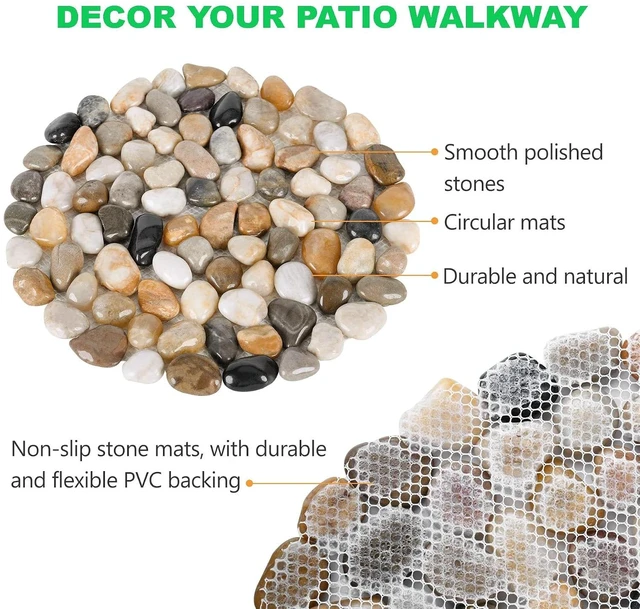 Alt view image 6 of 7 - Round River Stone Garden Stepping Stones, Decorative Nature River Rocks for Landscaping, Walkway, Patio & Yard (9in 6pc Pack)
