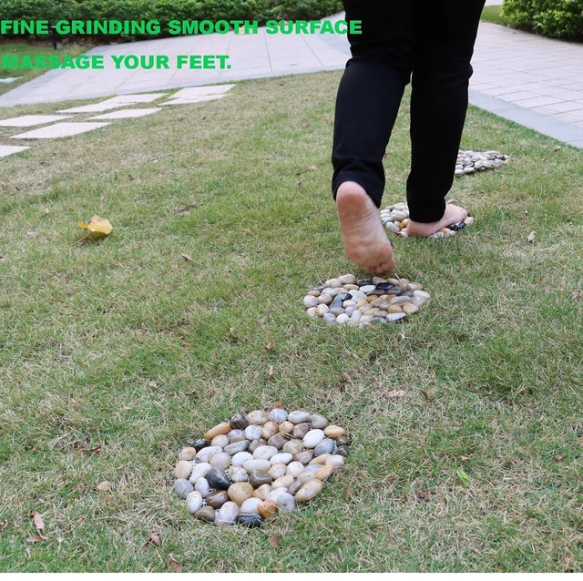 Alt view image 7 of 7 - Round River Stone Garden Stepping Stones, Decorative Nature River Rocks for Landscaping, Walkway, Patio & Yard (9in 6pc Pack)