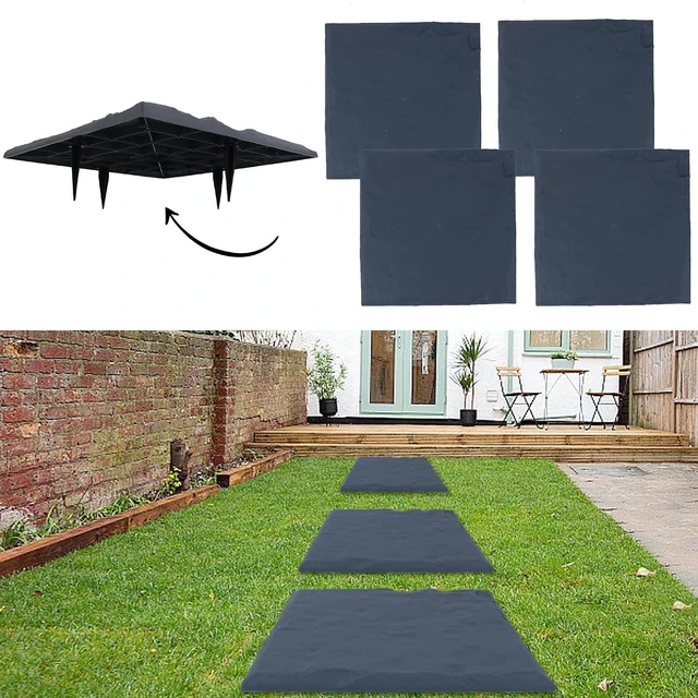 Main image of 4Pcs Large Weatherproof Stepping Stones with Ground Stakes, Durable Plastic Pavers for Patio, Pathway & Landscaping, Outdoor Garden Walkway