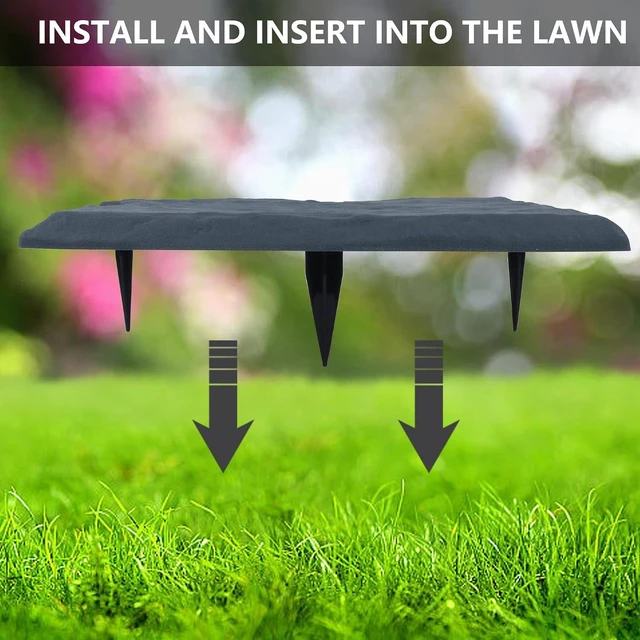 Alt view image 2 of 7 - 4Pcs Large Weatherproof Stepping Stones with Ground Stakes, Durable Plastic Pavers for Patio, Pathway & Landscaping, Outdoor Garden Walkway