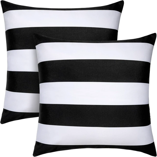 Main image of Set of 2 18x18 Black & White Outdoor Pillows