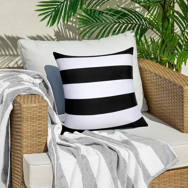 Alt view image 2 of 7 - Set of 2 18x18 Black & White Outdoor Pillows