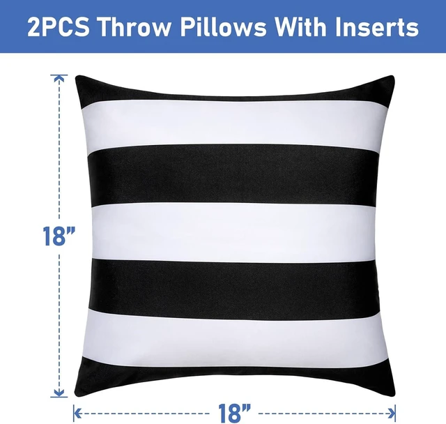 Alt view image 3 of 7 - Set of 2 18x18 Black & White Outdoor Pillows