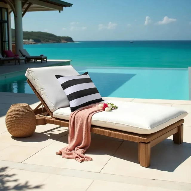 Alt view image 6 of 7 - Set of 2 18x18 Black & White Outdoor Pillows