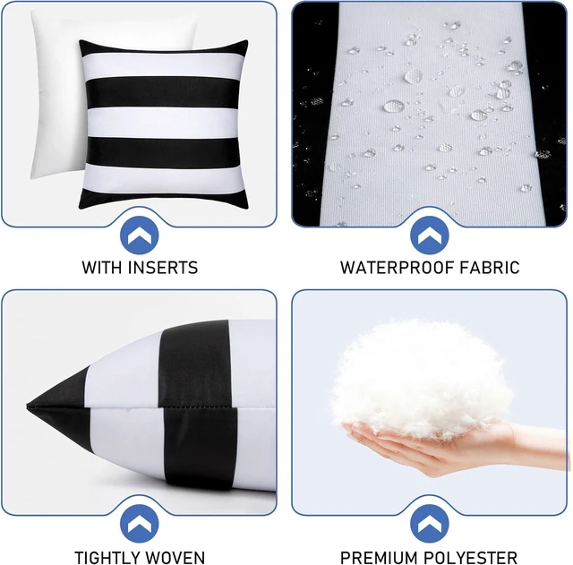 Alt view image 5 of 7 - Set of 2 18x18 Black & White Outdoor Pillows