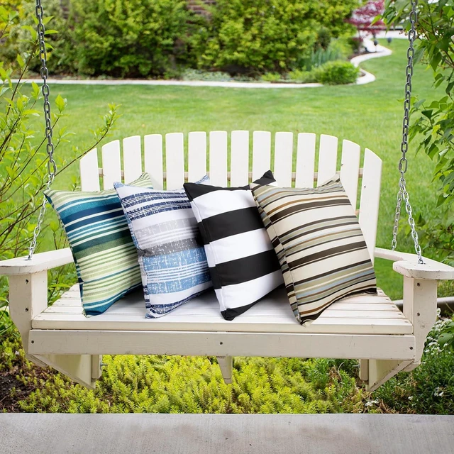 Alt view image 7 of 7 - Set of 2 18x18 Black & White Outdoor Pillows