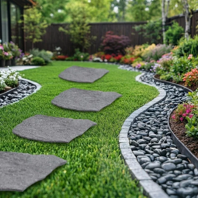 Alt view image 5 of 7 - TierraVerde Rubber Stepping Stones with Natural Rock Look, 18" x 22", 4-Pack