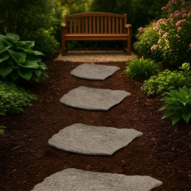 Alt view image 6 of 7 - TierraVerde Rubber Stepping Stones with Natural Rock Look, 18" x 22", 4-Pack