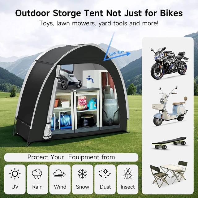 Alt view image 4 of 6 - PU5000 Waterproof Bike Storage Tent, Outdoor Shed for 2 Bikes