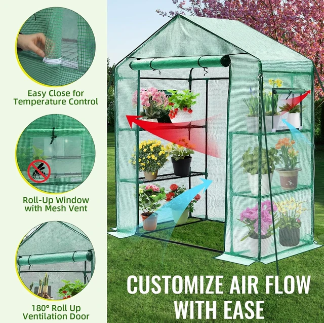 Alt view image 2 of 7 - 28 x 57 x 76'' Walk-In Greenhouse for Outdoor & Indoor