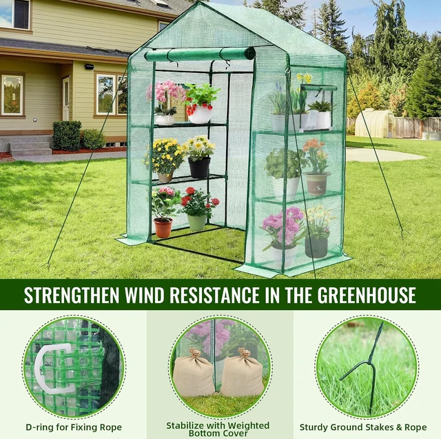 Alt view image 3 of 7 - 28 x 57 x 76'' Walk-In Greenhouse for Outdoor & Indoor
