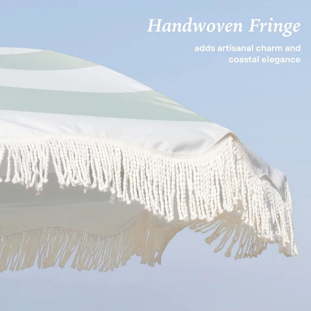 Alt view image 4 of 7 - 6.5ft Boho Fringe Outdoor Umbrella with Tassel